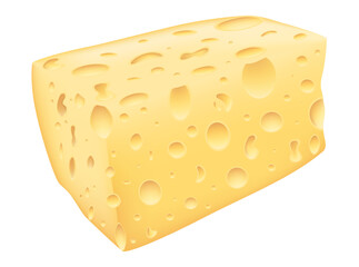 Hard cheese. Vector. Close-up. Used for collage in web design. Concept for kitchen, goods, production, food, business. 