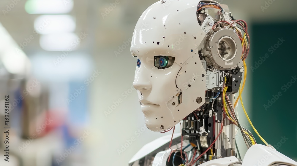 Poster Advanced Robot Technology in High-Tech Vehicle Assembly Factory Setting for Modern Manufacturing