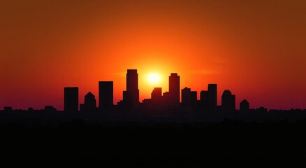 Silhouette cityscape sunset skyline