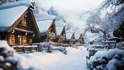 Enchanting snow-covered landscape, great for winter and scenic themes