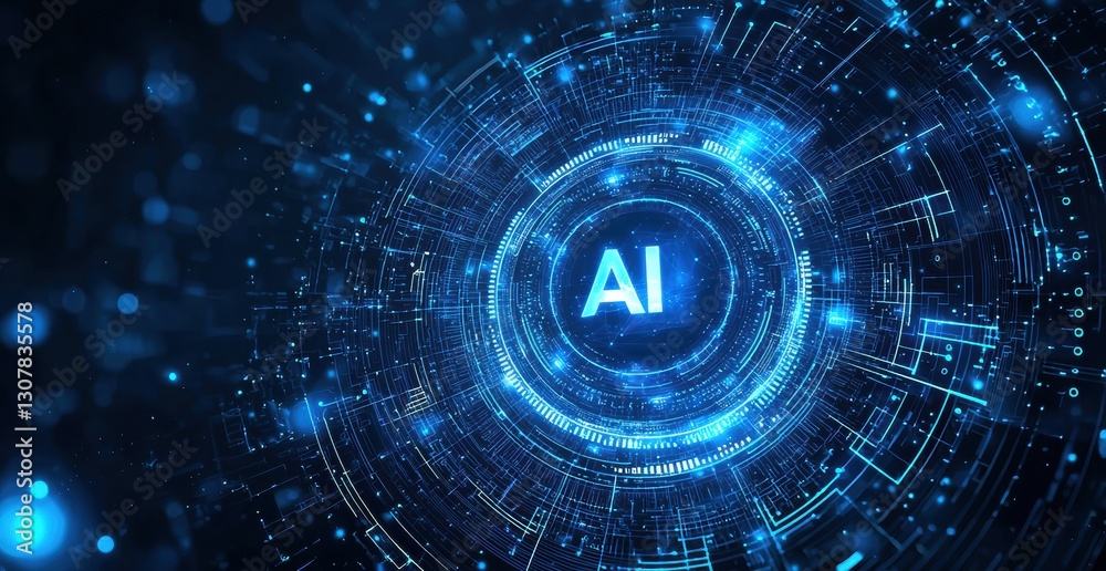 Aufkleber Artificial intelligence glowing in futuristic digital interface representing innovation and technology