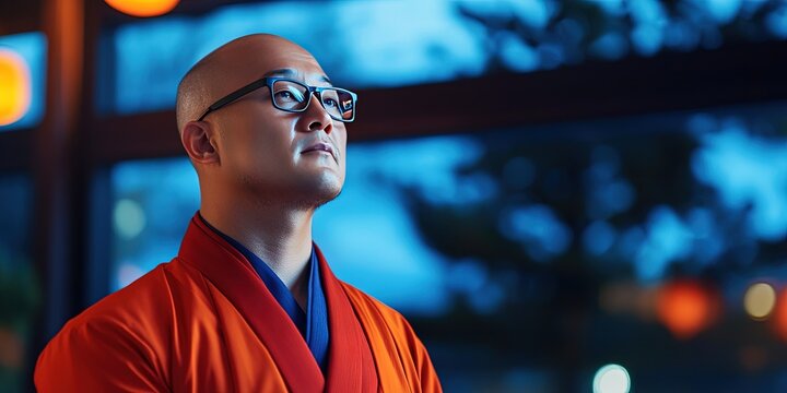 buddhist monk in business suit -
