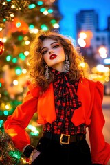 Fototapeta premium modern 2025 christmas holiday concept with stylish model