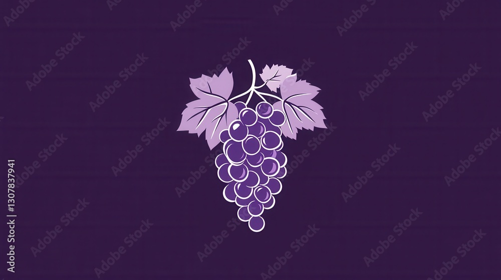 Leinwandbilder Modern abstract logo featuring a grape bunch in soft purple hues focused on artistic simplicity Generative AI