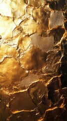 Golden textured surface with intricate cracks revealing beautiful patterns, perfect for backgrounds and design projects