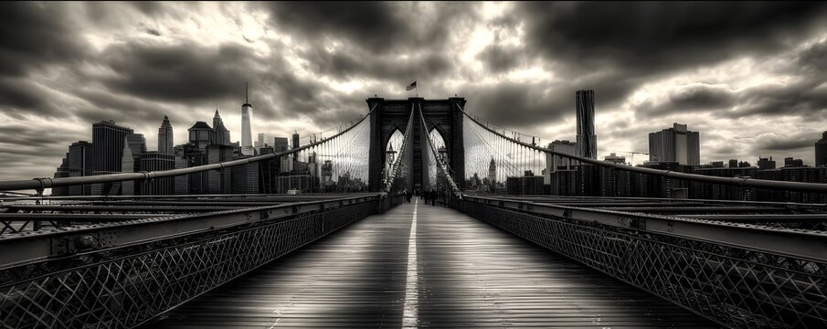 Brooklyn Bridge in New York City with city skyline