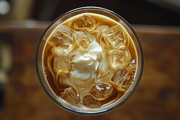 Iced Caramel Creme Cold Brew Coffee, Top Down View