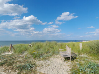 D&uuml;ne mit Bank, Ostsee, Dierhagen