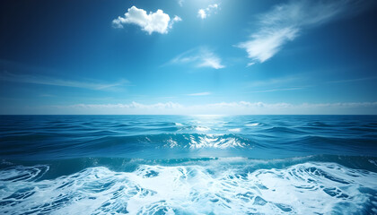 A captivating vista of eternal waves and distant horizons, enhanced by advanced technology to highlight the profound connection between land and water.
