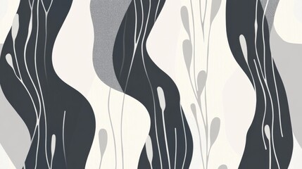 grey and white pattern featuring thick lines and simple organic shapes