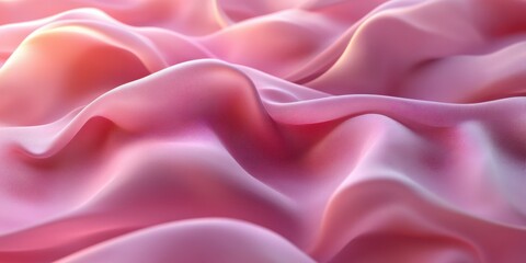 Obraz premium Soft pink silk fabric draped elegantly with gentle folds and curves in a warm light setting