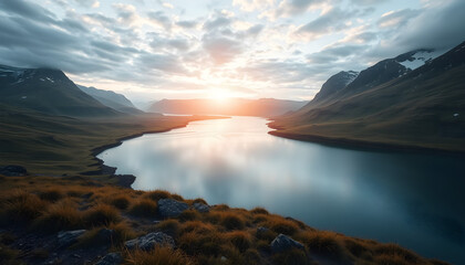 This image captures the timeless allure of a landscape where land meets water, using future technology to emphasize the beauty of nature's harmony.
