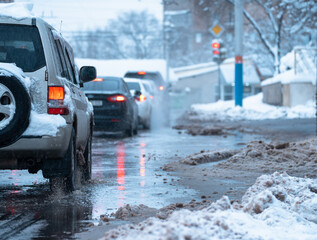 Snowmelt and Drainage Issues Causing Traffic Disruptions and Road Hazards.