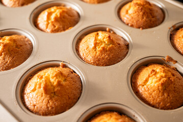tray of homemade lemon muffins