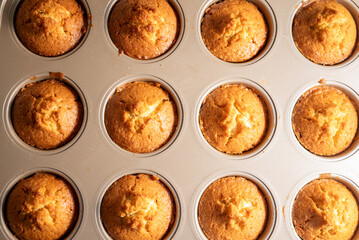 tray of homemade lemon muffins