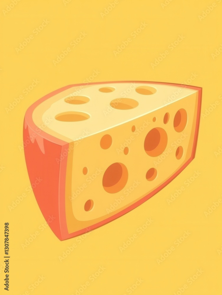 Poster Cheese wedge logo design with a minimalist style featuring a soft yellow orange gradient and cartoon elements Generative AI