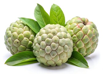 custard apples on white background