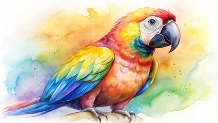 Obraz premium Vibrant Watercolor Parrot with Colorful Feathers