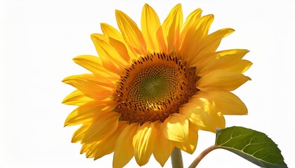 Fototapeta premium Bright Yellow Sunflower Gracefully Isolated on a White Background