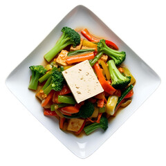 salad with cheese and vegetables isolated 