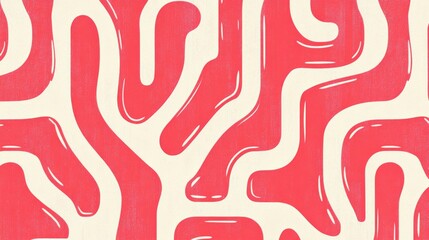 pink and white pattern featuring thick lines and simple organic shapes. -