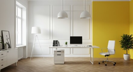 offices interior with fireplace