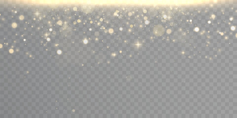 Sparkling glitter and sparkle bright bokke light with light source. Soft warm light and festive glitter effect. Christmas background, magical atmosphere effect