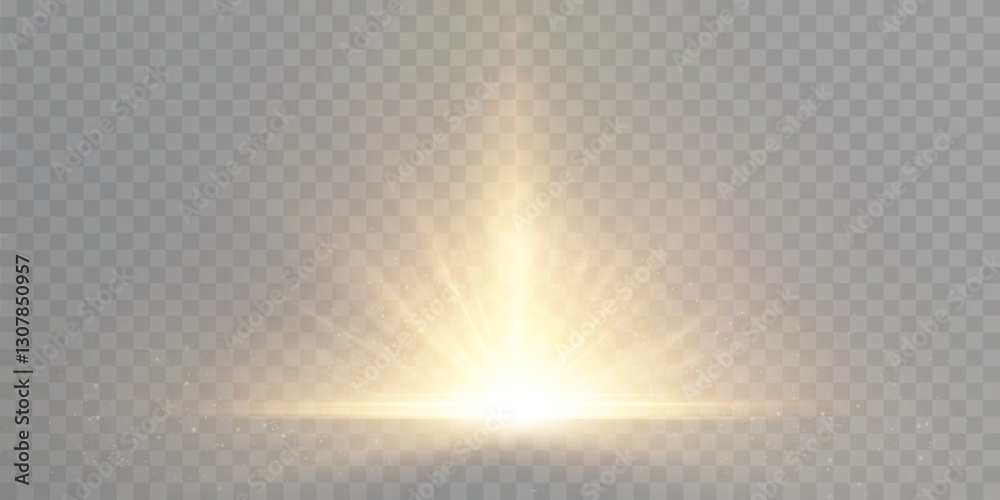 Aufkleber Abstract golden vertical glow. Bright explosion of light of flickering rays on transparent background. Luxury style for design and vector illustrations.	