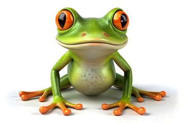 Obraz premium green frog on white background