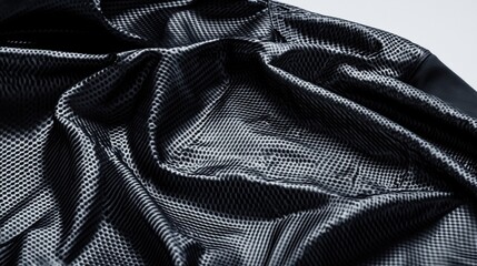 Naklejka premium Fashion concept textured black mesh fabric in minimalist indoor photography