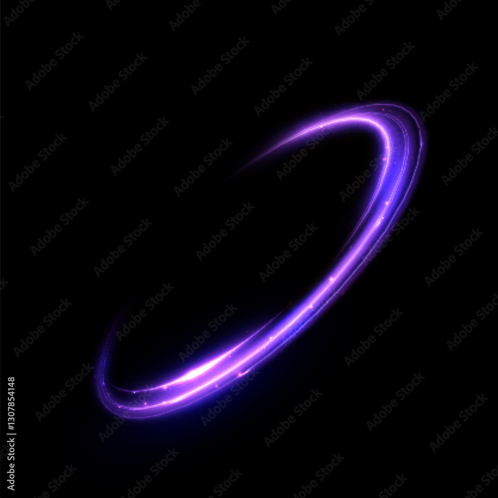 Aufkleber shiny bright purple glowing curved line with magical light effect. glow effect for game interface de