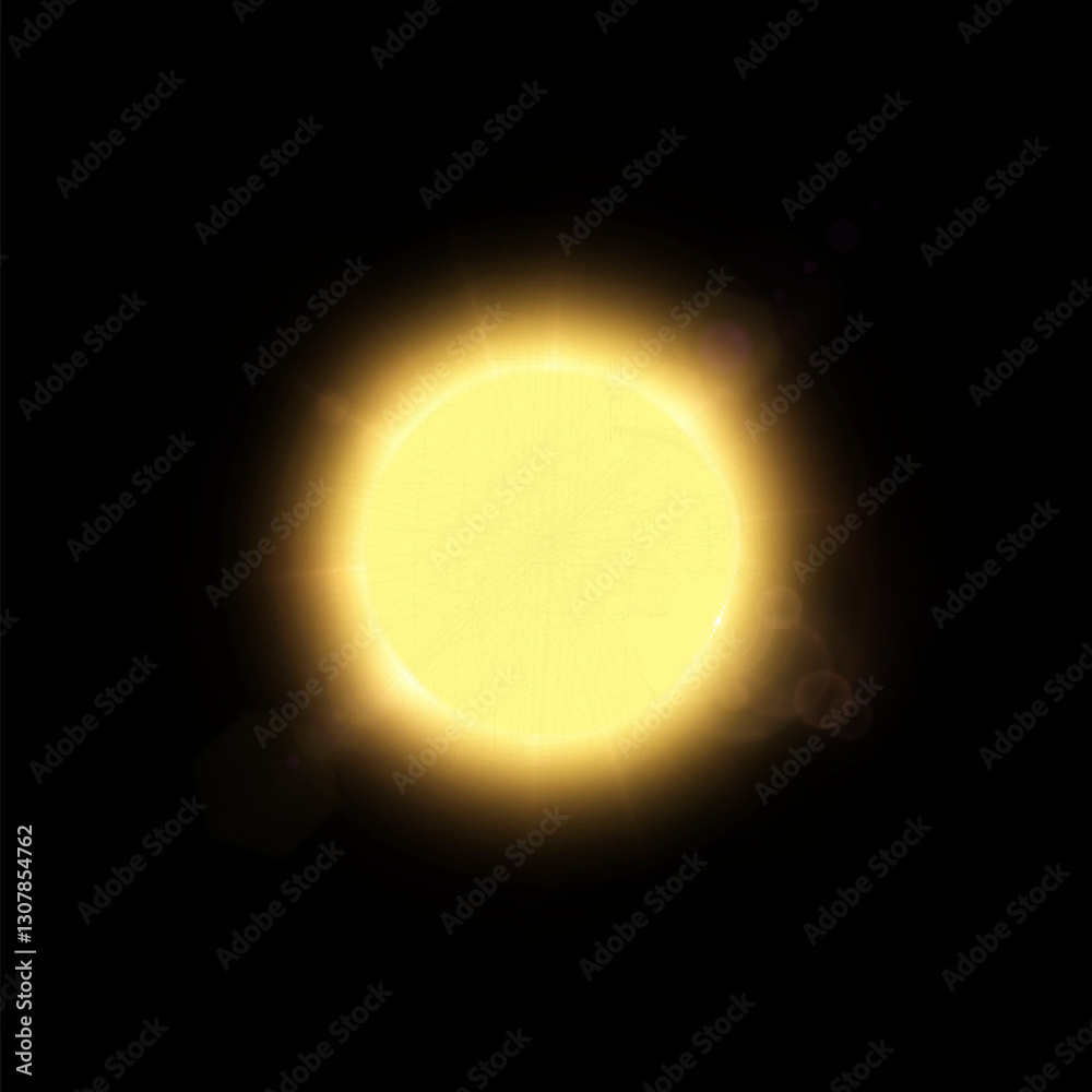 Poster golden glow effect of bright sun on black background
