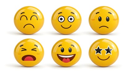 Fototapeta premium 3D Emoji Set – Expressive Yellow Faces