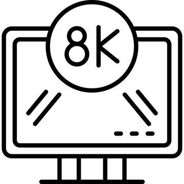 Smart TV 8K Resolution Icon Vector Element