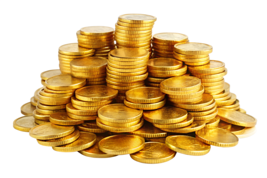 golden coins isolated on white