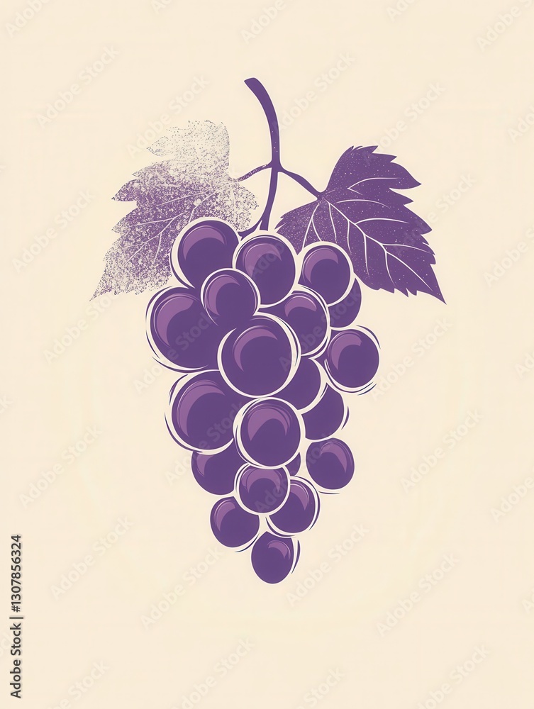 Poster Modern abstract grape bunch logo designed with soft purple hues emphasizing artistic simplicity Generative AI