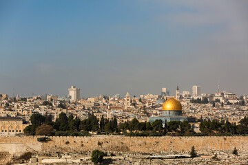 Fototapeta premium A viewpoint of Jerusalem from the Mount of Olives.