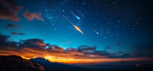Fototapeta premium Starfall over Mountain Peaks