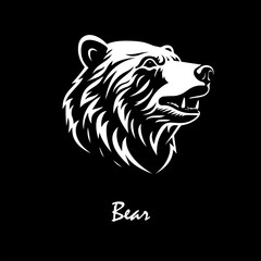 Bear head on black background. hand drawing. Not AI, Vector illustration