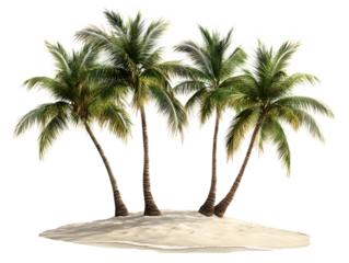 Four Palm Trees on a Sandy Island Isolated