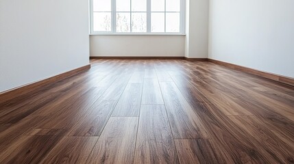 Fototapeta premium Worker installing interlocking laminate flooring in modern interior space detailed view for home renovation