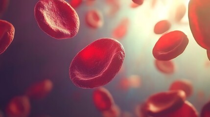 Red Blood Cells Flowing in Blood Vessel