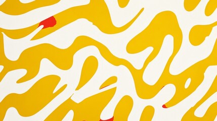 Fototapeta premium yellow and white pattern featuring thick lines and simple organic shapes. 