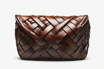 Obraz premium Stylish brown woven leather clutch bag perfect for casual outings or special evening events