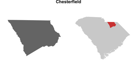 Chesterfield County (South Carolina) blank outline map set