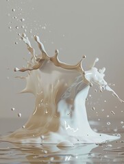 Obraz premium Momentary liquid artistry, a mesmerizing capture of white fluid dynamics