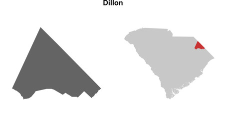Dillon County (South Carolina) blank outline map set