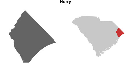 Horry County (South Carolina) blank outline map set