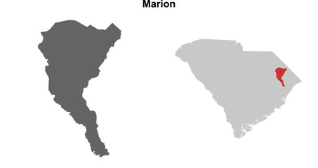 Marion County (South Carolina) blank outline map set