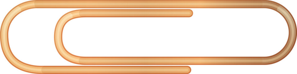 A vector illustration of a golden metallic paper clip, isolated on a white background. The clip has a realistic glossy finish and is commonly used for holding documents together. Ideal for office